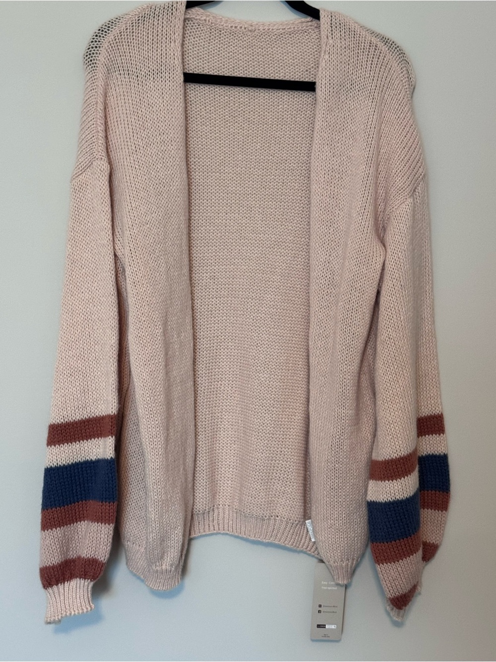 Emery Rose Women’s XL Open Front Striped Sleeve Cardigan NWT